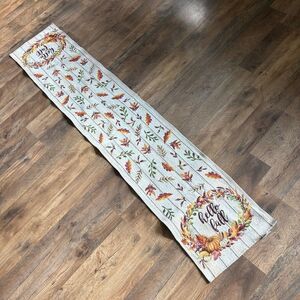 Hello Fall Autumn Table Runner Tapestry Fabric 12x64 great pre-used condition